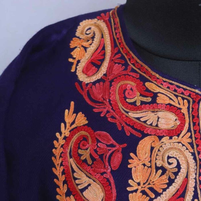 Blue Naar Cashmilon Short Kashmiri Pheran (L34) - Image 3