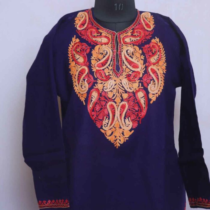 Blue Naar Cashmilon Short Kashmiri Pheran (L34) - Image 2
