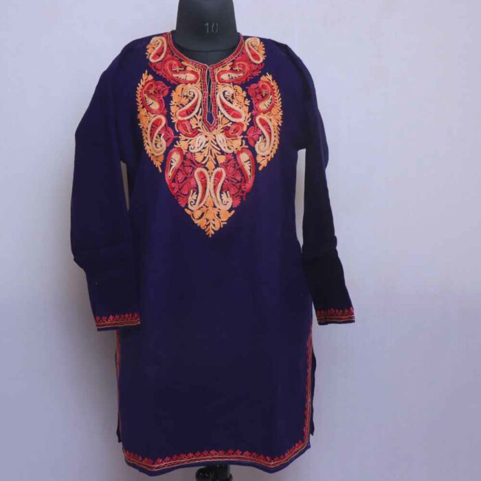 Blue Naar Cashmilon Short Kashmiri Pheran (L34)