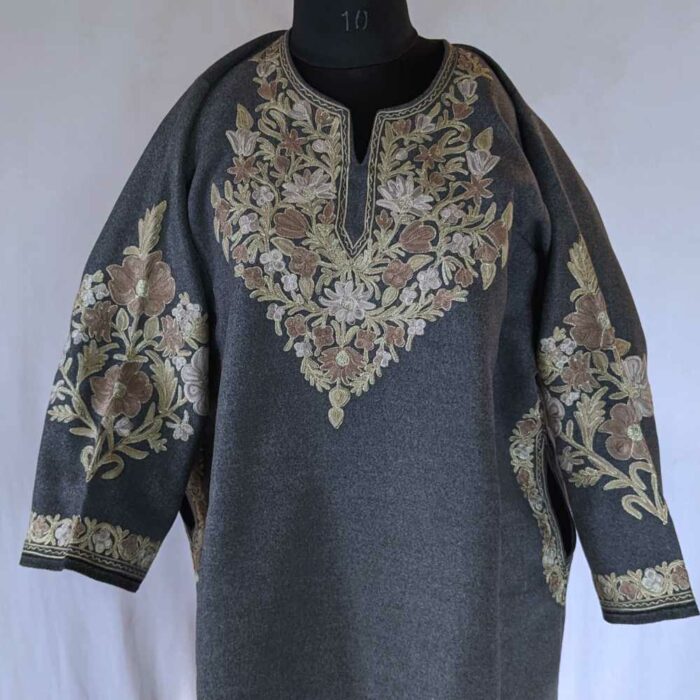Grey Tweed Aari Zari Kashmiri Pheran