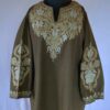 Olive Green Tweed Aari Zari Kashmiri Pheran