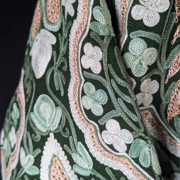 Luxe Green Jaal Raffal Kashmiri Pheran - Image 3