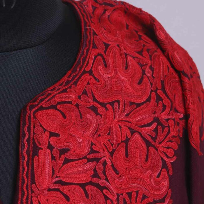 Maroon MeerBaagh Kashmiri Phiran with Front Back Embroidery - Image 4