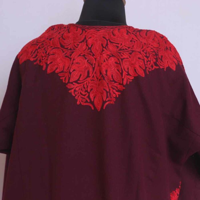 Maroon MeerBaagh Kashmiri Phiran with Front Back Embroidery - Image 3