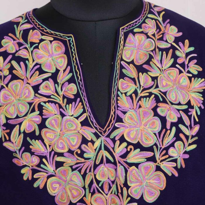 Blue Pink Poshbag Kashmiri Ponchu Aari Embroidery - Image 2