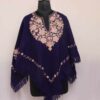 Blue Pink Poshbag Kashmiri Ponchu Aari Embroidery