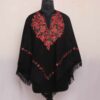 Black Wazul Poshbagh Kashmiri Ponchu Aari Embroidery