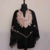 Black Sheen Pink Kashmiri Ponchu Aari Embroidery
