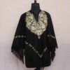 Black Sheen Sabz Aari Embroidery Kashmiri Poncho