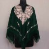 Green Pink Aari Embroidery Kashmiri Poncho