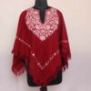 Maroon Pari Aari Embroidery Kashmiri Poncho