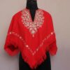 Red posh Aari Embroidery Kashmiri Poncho