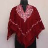 Maroon Badami Aari Embroidery Kashmiri Poncho