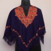 Blue Bodh Badaam Aari Embroidery Kashmiri Poncho