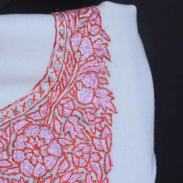 White Summer Cool Kashmiri Suit With Paper Machie embroirdery - Image 3