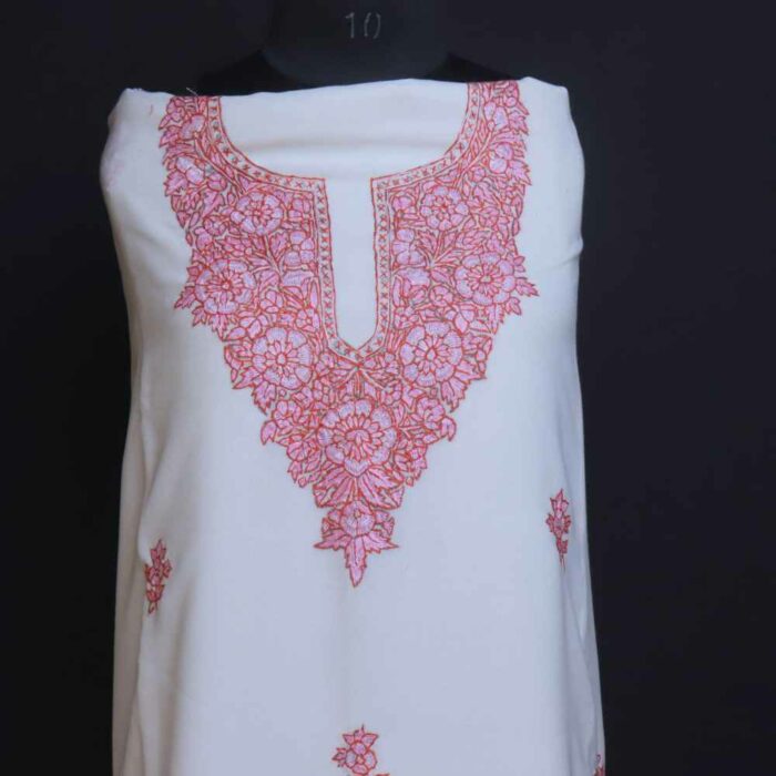White Summer Cool Kashmiri Suit With Paper Machie embroirdery - Image 2