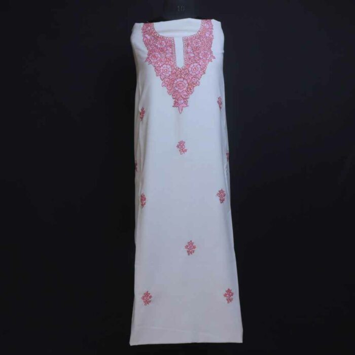 White Summer Cool Kashmiri Suit With Paper Machie embroirdery