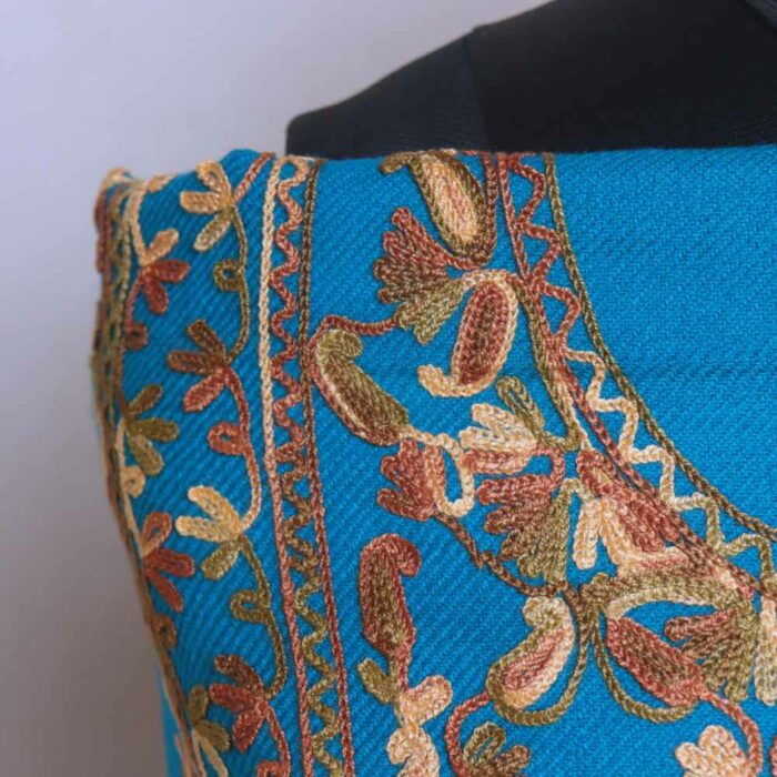 Kashmiri Woolen Blue Badaam Jaal Cashmilon 2PC Unstitched Salwar Suit - Image 3