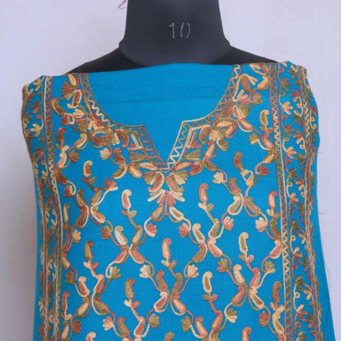 Kashmiri Woolen Blue Badaam Jaal Cashmilon 2PC Unstitched Salwar Suit - Image 2