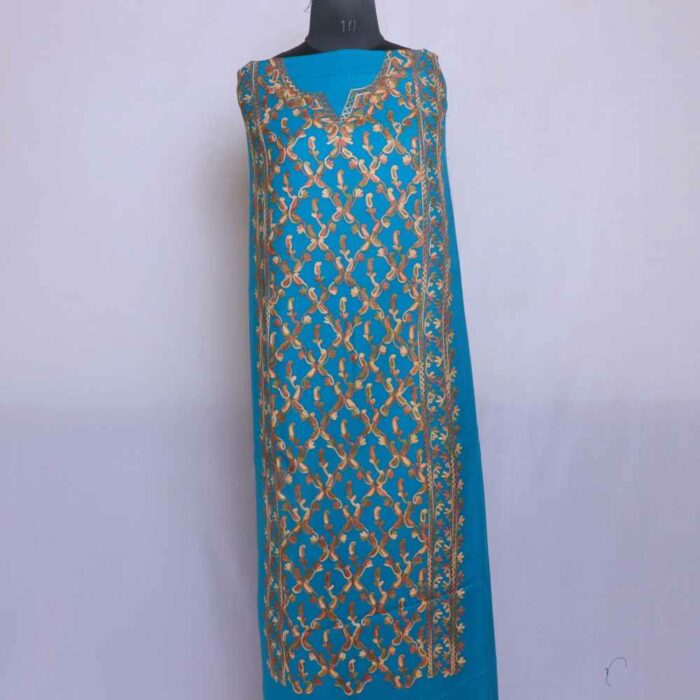 Kashmiri Woolen Blue Badaam Jaal Cashmilon 2PC Unstitched Salwar Suit