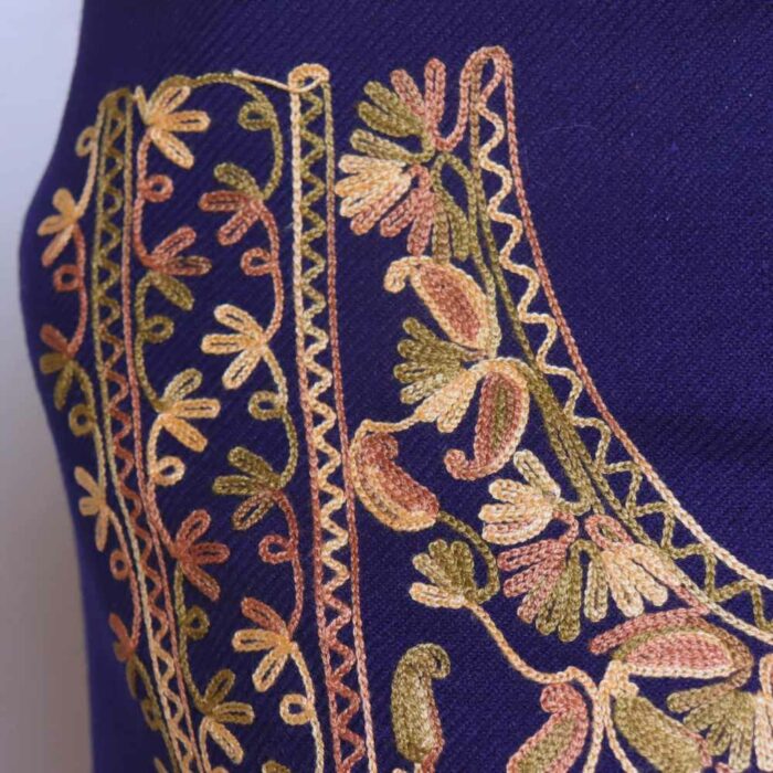 Navy Blue Badaam Jaal Kashmiri Woolen Cashmilon 2PC Unstitched Salwar Suit - Image 3