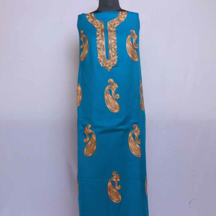Rama green Big Badaam booti Kashmiri Woolen Cashmilon 2PC Unstitched Salwar Suit