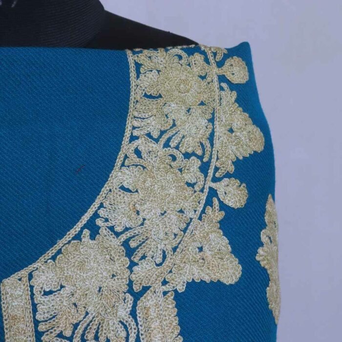 Blue Shahenshah booti Cashmilon 2PC Unstitched Kashmiri Woolen Suit - Image 3