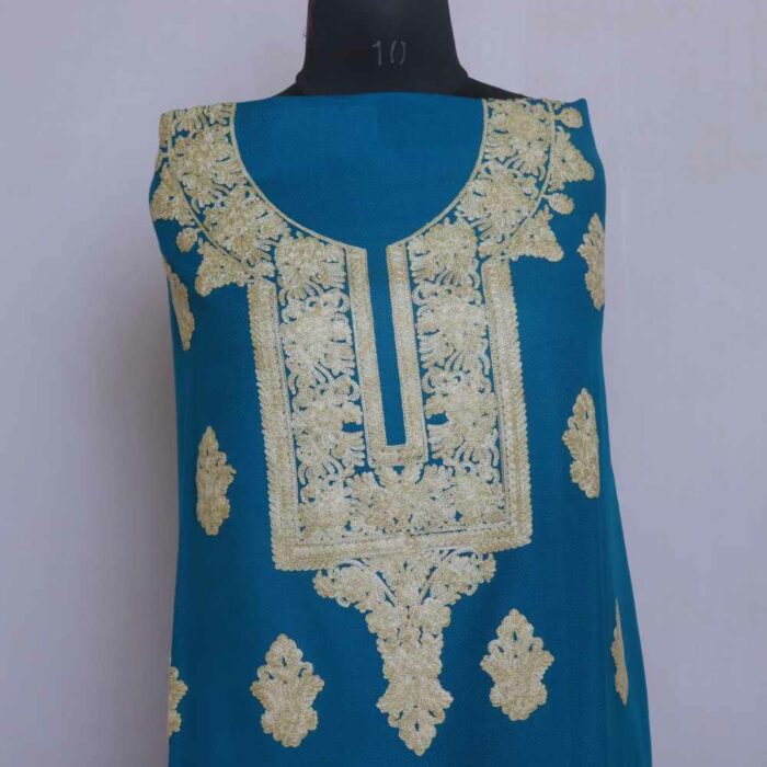 Blue Shahenshah booti Cashmilon 2PC Unstitched Kashmiri Woolen Suit - Image 2