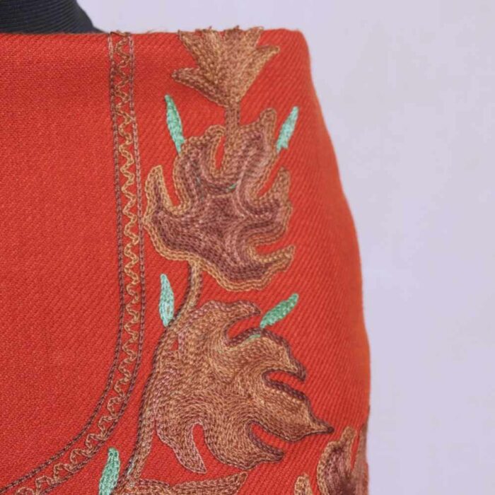 Rust Orange Chinari All Over Cashmilon 2PC Kashmiri Woolen Unstitched Salwar Suit - Image 3