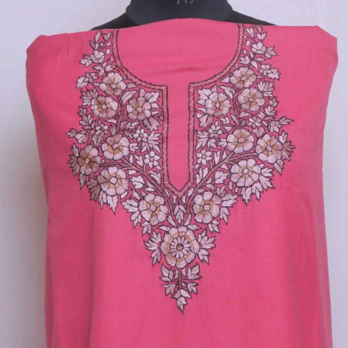 Pink Summer Cool Kashmiri Suit With Paper Machie embroirdery - Image 2