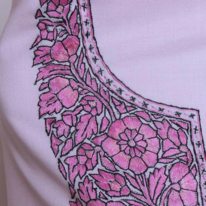 Light Pink Summer Cool Kashmiri Suit With Paper Machie embroirdery - Image 3