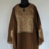 Brown Badami Pure Wool Kashmiri Sozni Handwork Designer Pheran
