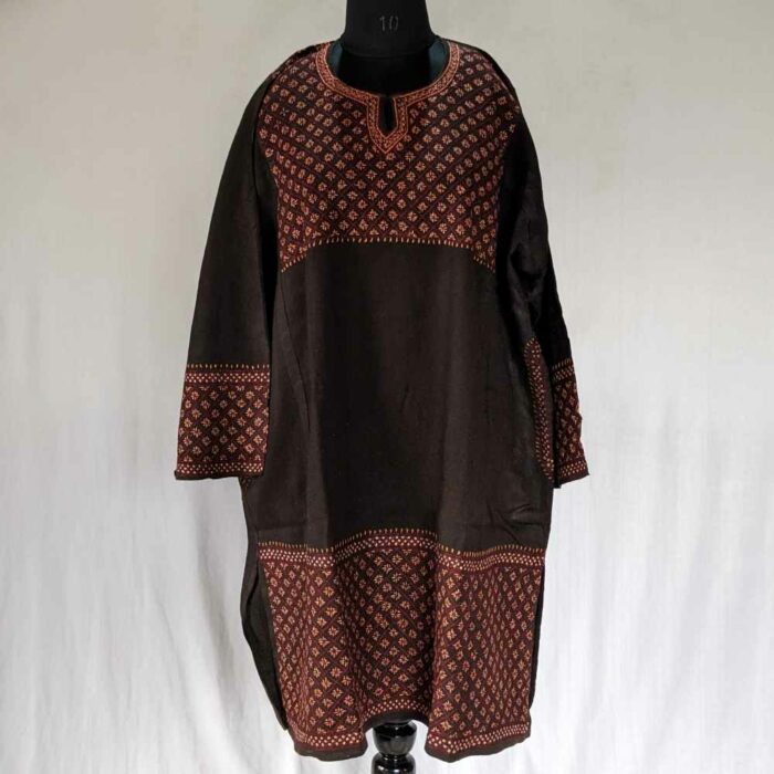 Brown Pure Wool Handwork Designer Border Phiran