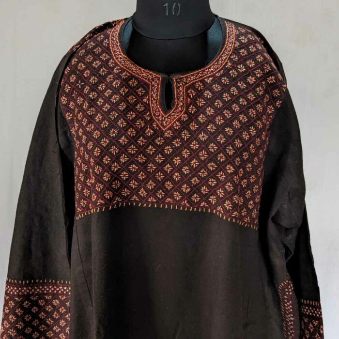 Brown Pure Wool Handwork Designer Border Phiran - Image 2