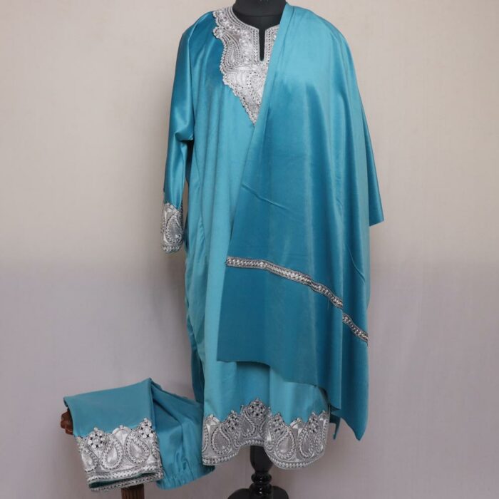 Blue Velvet 3pc Phiran Co-ord Set with Tilla