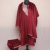 Maroon Velvet 3pc Phiran Co-ord Set with Tilla