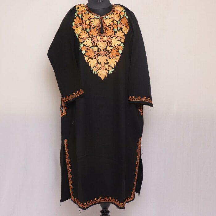 Black Chinari Harud Kashmiri Pheran with Aari Embroidery - Image 2