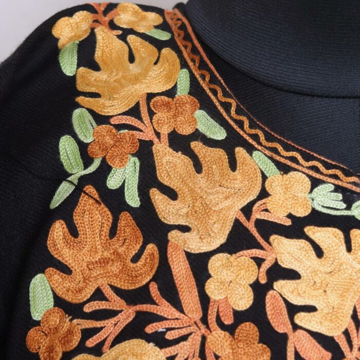Black Chinari Harud Kashmiri Pheran with Aari Embroidery - Image 3