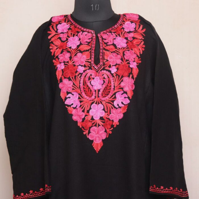 Black Chinari Posh Kashmiri Pheran with Aari Embroidery - Image 2
