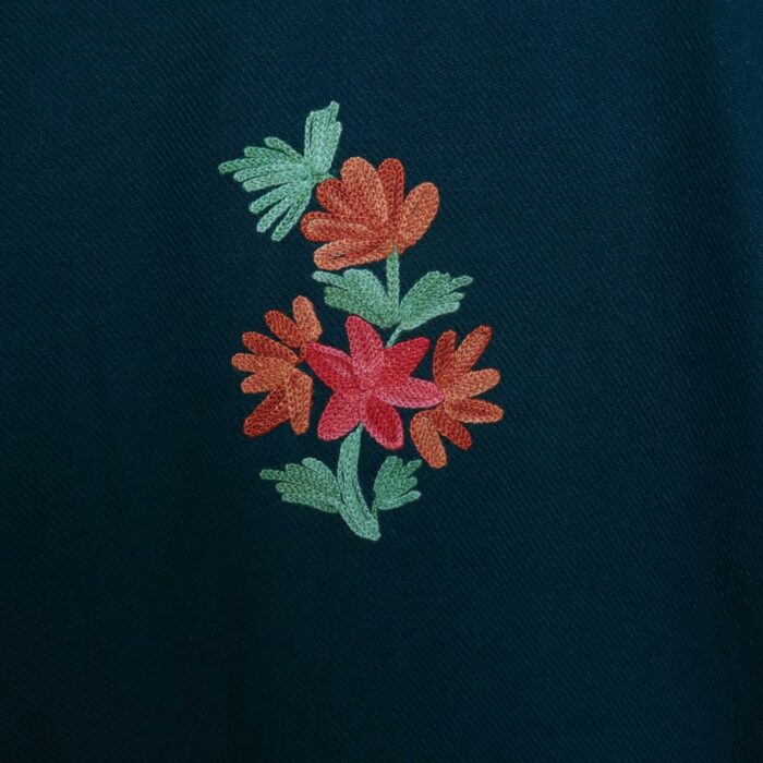 Dark Green Kashmiri Pheran with Aari Embroidery - Image 2