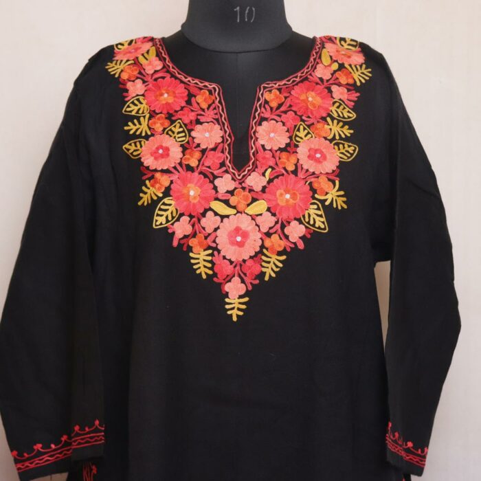 Kruhun Lal Ded Kashmiri Pheran with Aari Embroidery - Image 2
