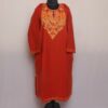 Rust Orange Kashmiri Pheran with Aari Embroidery