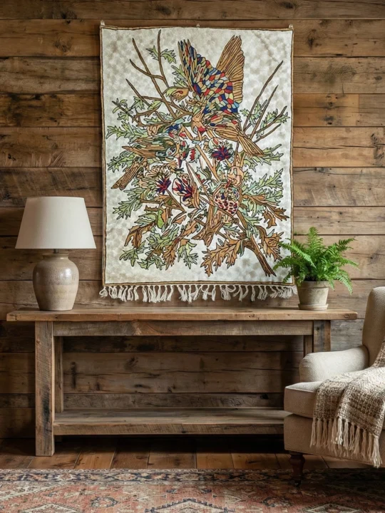 Bird-Inspired Home Decor - Kashmiri Chainstitch Tapestry 4x3