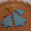 Paper Mache Set of 3 Christmas Trees, Ornaments Decor