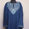 Teal Blue Aabi Aari Handwork Pure Wool Kashmiri Pheran