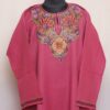 Pink Aari Handwork Pure Wool Kashmiri Pheran