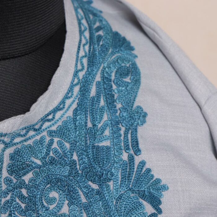 Grey Ruby Cotton Aari Kashmiri Co-ord Set - Image 3