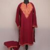 Maroon Ruby Cotton Aari Kashmiri Co-ord Set