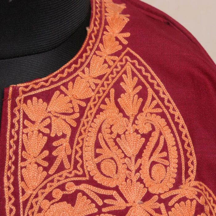 Maroon Ruby Cotton Aari Kashmiri Co-ord Set - Image 3