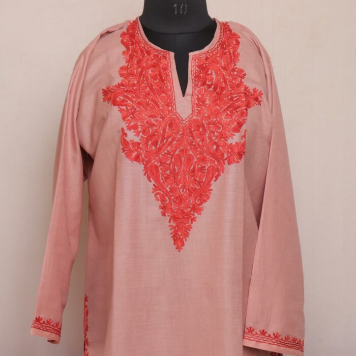 Light Peach Ruby Cotton Aari Co-ord Set - Image 3